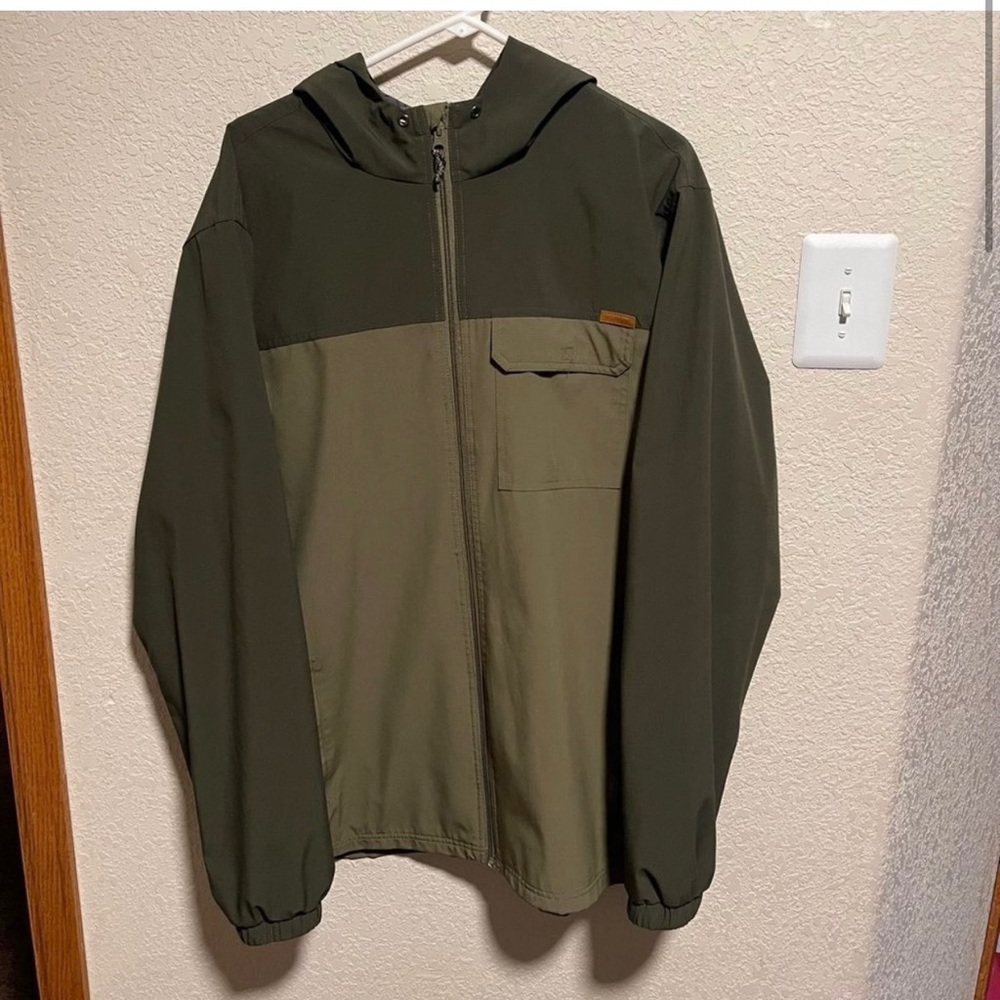 Voyager- Men’s GreEN Color Block Water Resistant Rain Jacket, Size XXL
